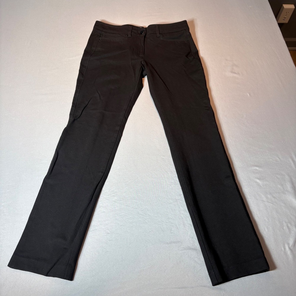 White House Black Market Womens Black Slim Leg Stretch Pants Mid Rise Size 4R